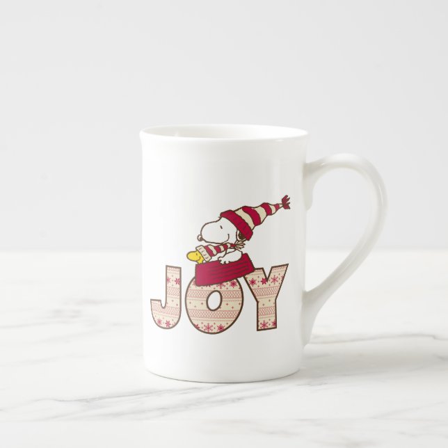Peanuts | Snoopy & Woodstock Joy Sled Ride Bone China Mug (Right)