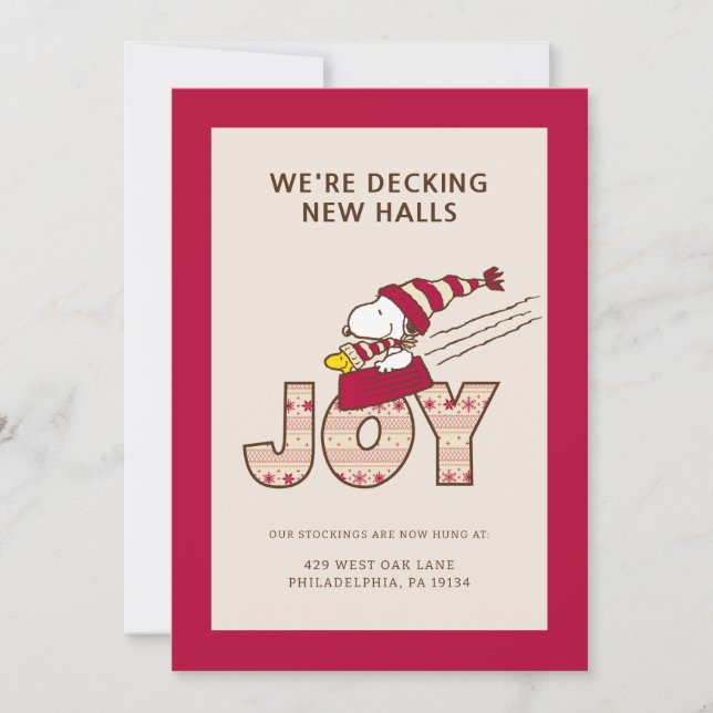 Peanuts | Snoopy & Woodstock Joy Sled Ride Holiday Card (Front)