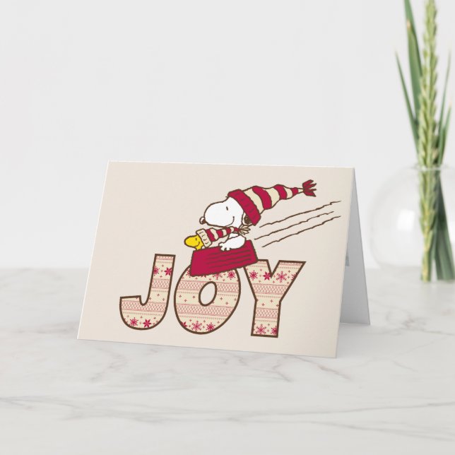 Peanuts | Snoopy & Woodstock Joy Sled Ride Holiday Card (Front)