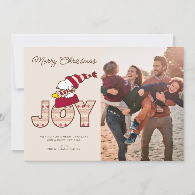 Peanuts | Snoopy & Woodstock Joy Sled Ride Holiday Card (Front)