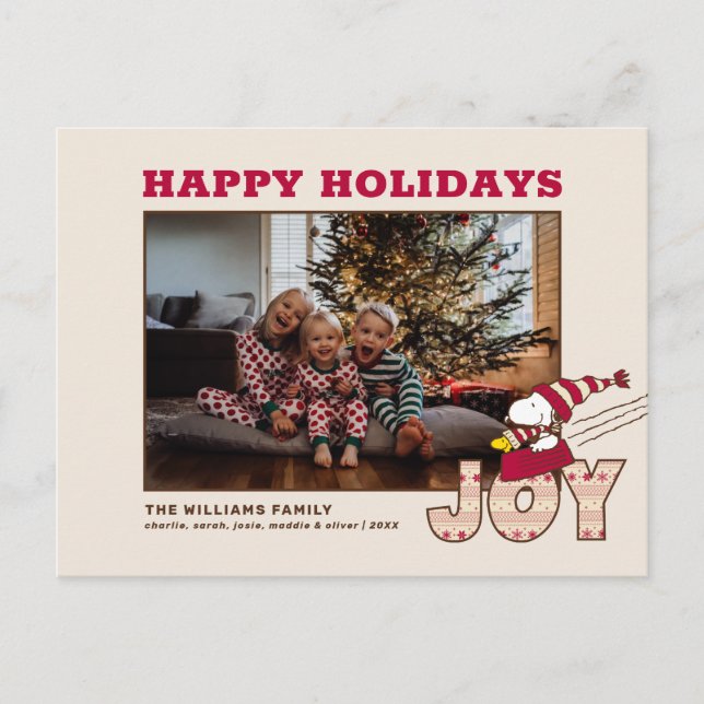 Peanuts | Snoopy & Woodstock Joy Sled Ride Holiday Postcard (Front)