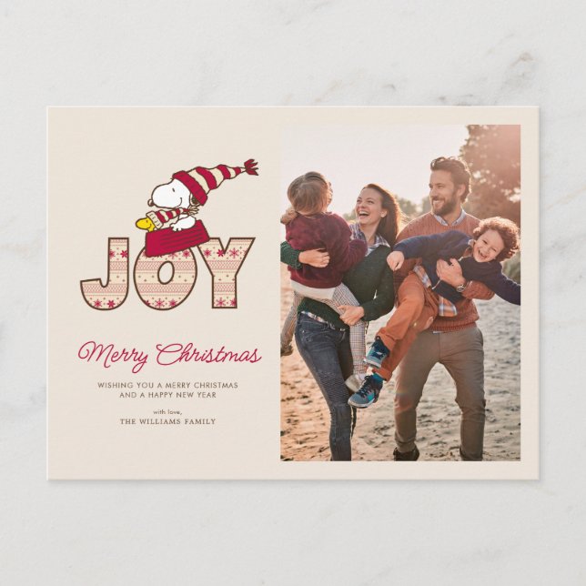 Peanuts | Snoopy & Woodstock Joy Sled Ride Holiday Postcard (Front)