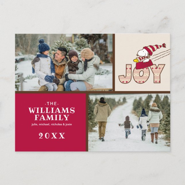 Peanuts | Snoopy & Woodstock Joy Sled Ride Holiday Postcard (Front)