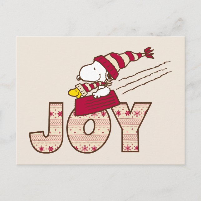 Peanuts | Snoopy & Woodstock Joy Sled Ride Postcard (Front)