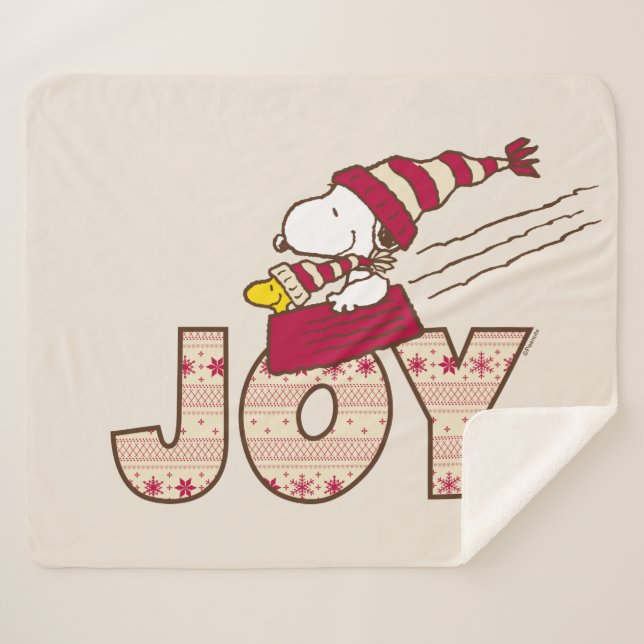 Peanuts | Snoopy & Woodstock Joy Sled Ride Sherpa Blanket (Front (Horizontal))