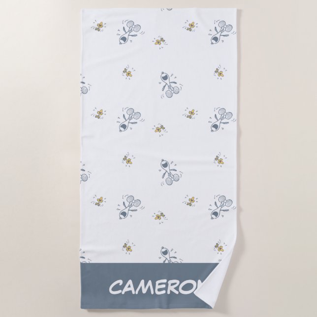 Peanuts | Snoopy & Woodstock Laughing Pattern Beach Towel (Front)