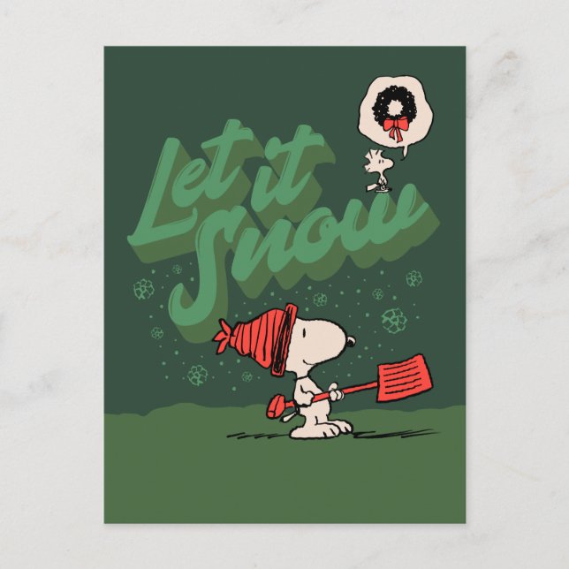 Peanuts | Snoopy & Woodstock Let It Snow Holiday Postcard (Front)