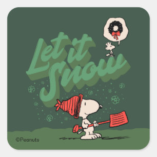 Peanuts   Snoopy & Woodstock Let It Snow Square Sticker