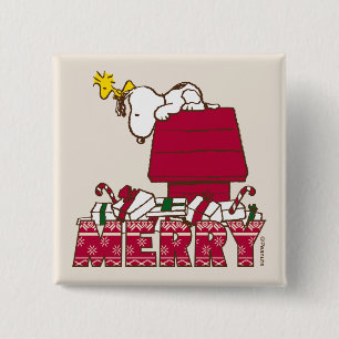 Peanuts   Snoopy & Woodstock Merry Ugly Sweater 15 Cm Square Badge