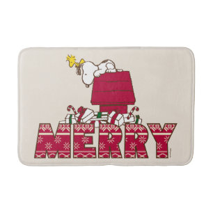 Peanuts   Snoopy & Woodstock Merry Ugly Sweater Bath Mat