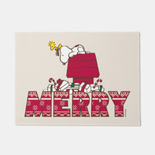 Peanuts   Snoopy & Woodstock Merry Ugly Sweater Doormat