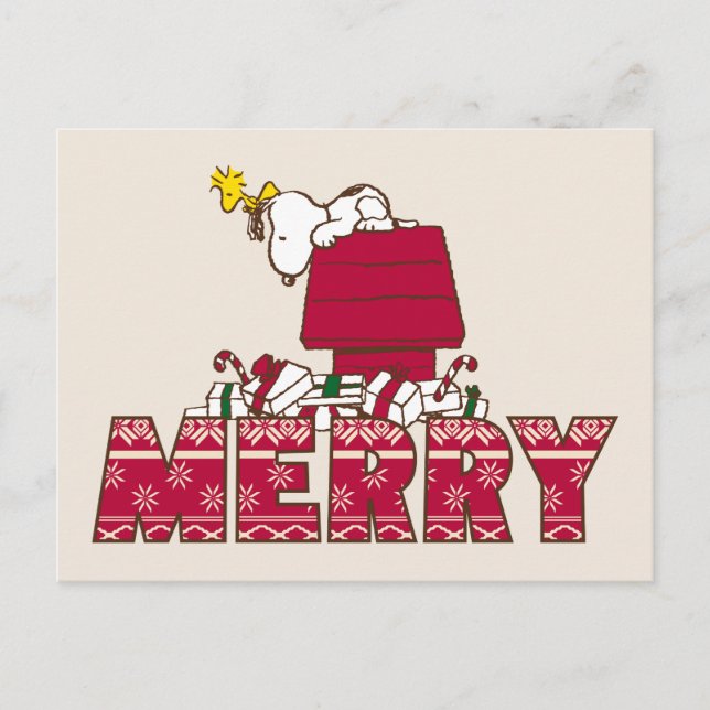 Peanuts | Snoopy & Woodstock Merry Ugly Sweater Postcard (Front)