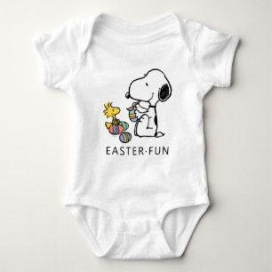 Peanuts   Snoopy & Woodstock Painting Eggs Baby Bodysuit