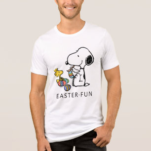 Peanuts Snoopy & Woodstock Painting Eggs Tri-Blend Shirt