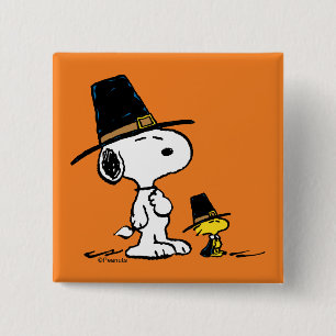 Peanuts   Snoopy & Woodstock Pilgrim 15 Cm Square Badge