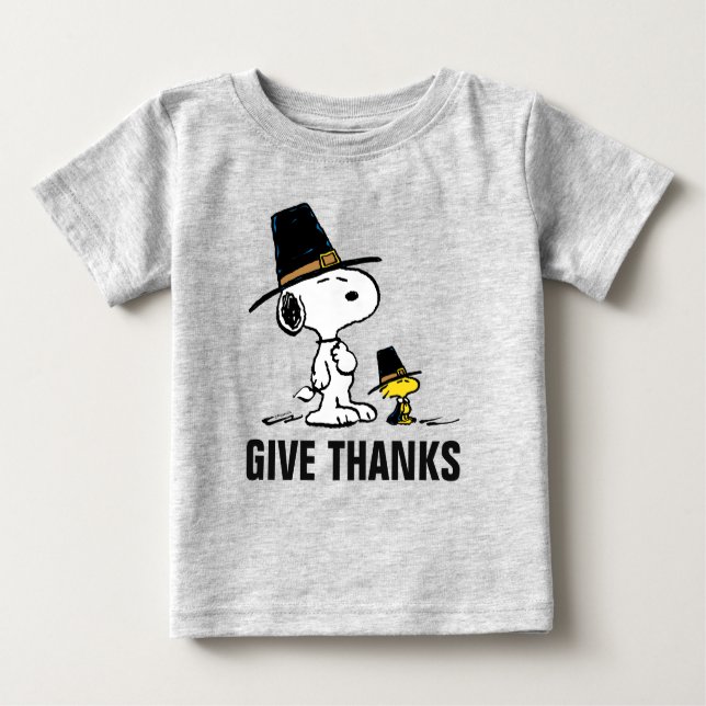 Peanuts | Snoopy & Woodstock Pilgrim Baby T-Shirt (Front)