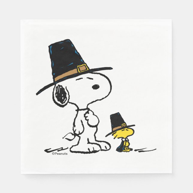 Peanuts | Snoopy & Woodstock Pilgrim Napkin (Front)