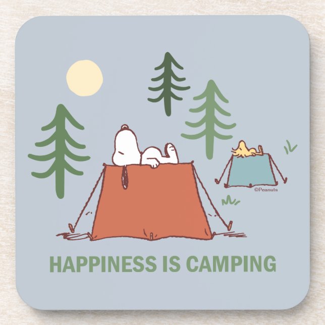 Peanuts | Snoopy & Woodstock Pitching Tents Coaster (Front)