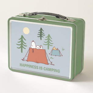 Peanuts   Snoopy & Woodstock Pitching Tents Metal Lunch Box