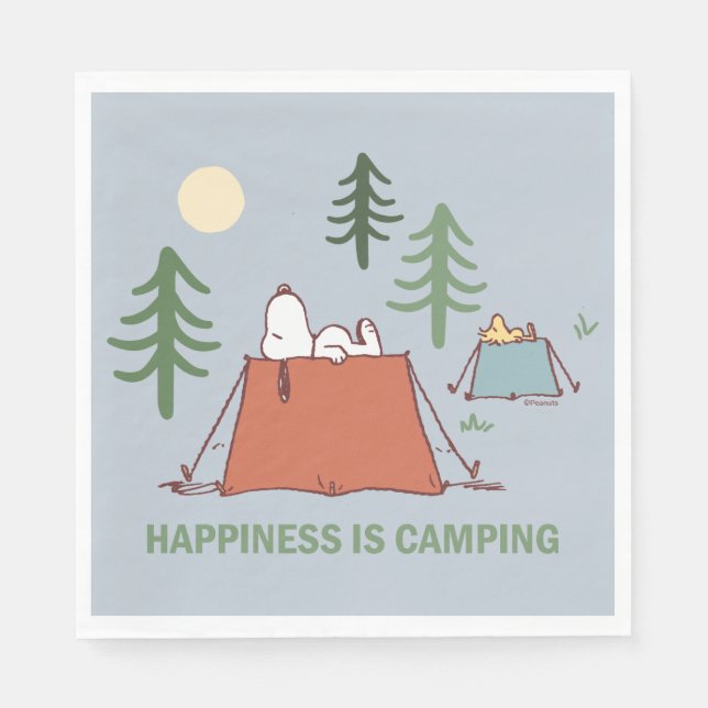 Peanuts | Snoopy & Woodstock Pitching Tents Napkin (Front)