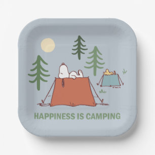 Peanuts   Snoopy & Woodstock Pitching Tents Paper Plate
