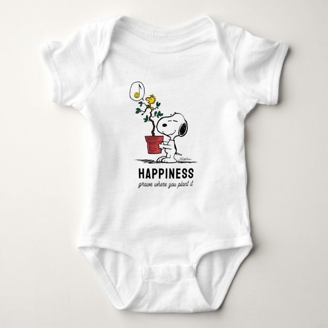 Peanuts | Snoopy & Woodstock Plant A Tree Baby Bodysuit (Front)
