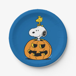 Peanuts   Snoopy & Woodstock Pop-up Pumpkin Paper Plate