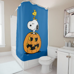 Peanuts   Snoopy & Woodstock Pop-up Pumpkin Shower Curtain