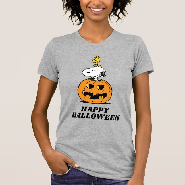 Peanuts | Snoopy & Woodstock Pop-up Pumpkin T-Shirt (Front)