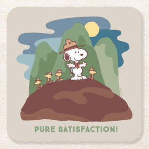 Peanuts   Snoopy & Woodstock Pure Satisfaction Square Paper Coaster