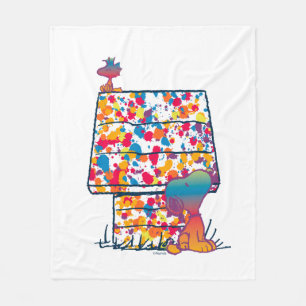 Peanuts   Snoopy & Woodstock Rainbow Paint Fleece Blanket