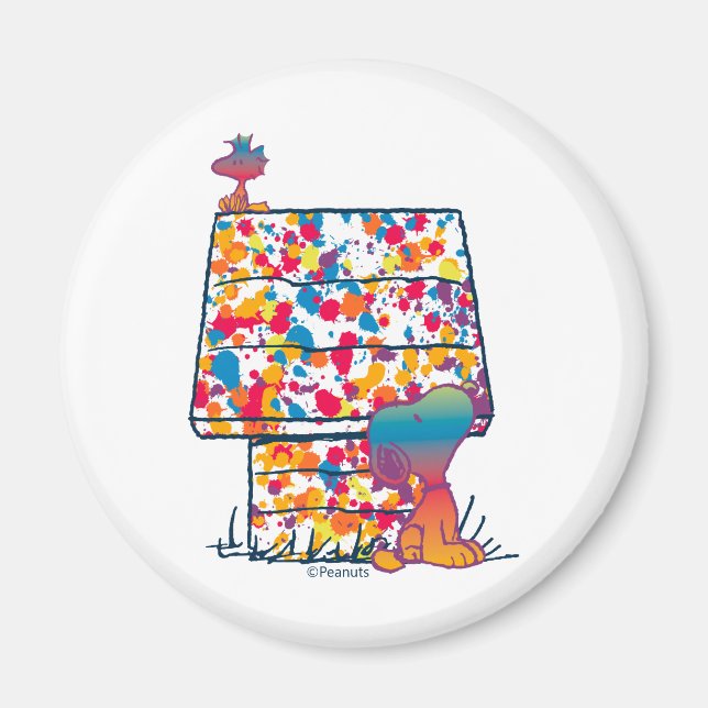 Peanuts | Snoopy & Woodstock Rainbow Paint Magnet (Front)