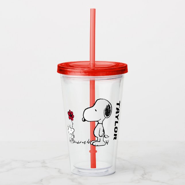 Peanuts | Snoopy & Woodstock Red & Black Acrylic Tumbler (Front)