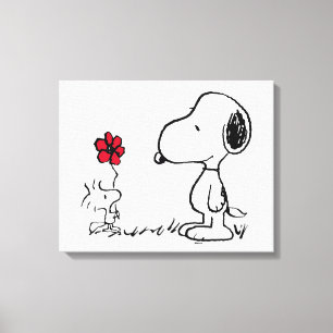 Peanuts Snoopy & Woodstock Red & Black Canvas Print