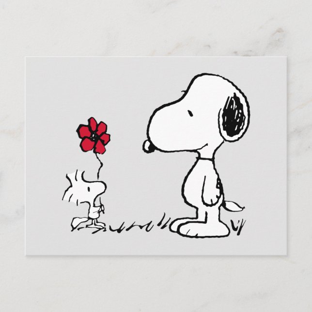 Peanuts | Snoopy & Woodstock Red & Black Postcard (Front)
