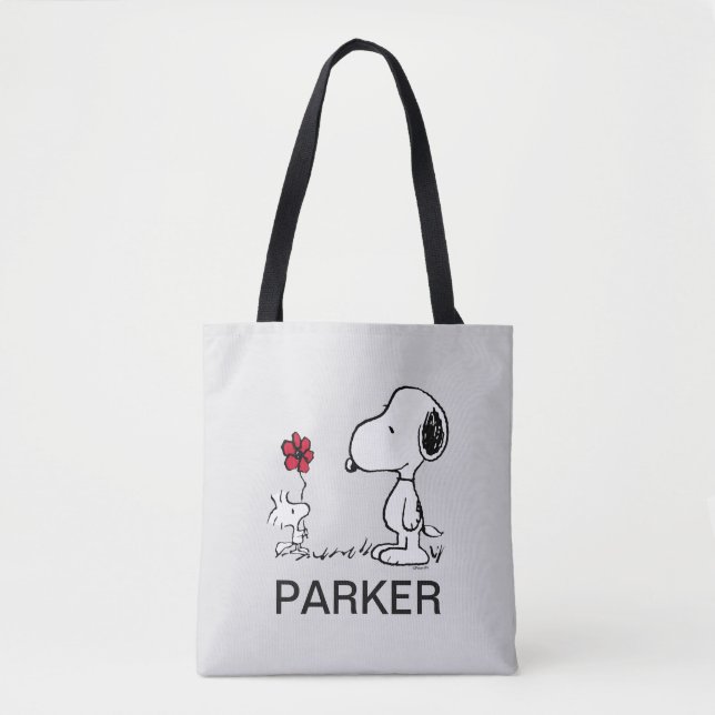 Peanuts | Snoopy & Woodstock Red & Black Tote Bag (Front)