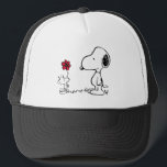 Peanuts | Snoopy & Woodstock Red & Black Trucker Hat<br><div class="desc">This cute Peanuts red and black artwork features the Snoopy and Woodstock.</div>