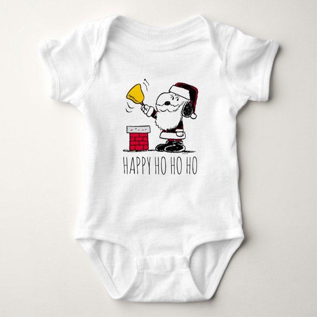 Peanuts | Snoopy & Woodstock Santa Bell Ringer Baby Bodysuit (Front)