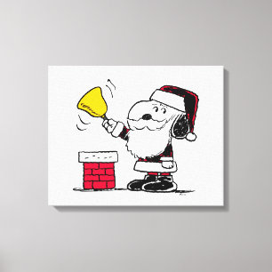 Peanuts Snoopy & Woodstock Santa Bell Ringer Canvas Print