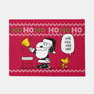 Peanuts   Snoopy & Woodstock Santa Bell Ringer Doormat