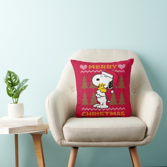 Peanuts | Snoopy & Woodstock Santa Claus Hug Cushion (Chair)