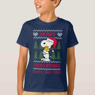 Peanuts   Snoopy & Woodstock Santa Claus Hug T-Shirt