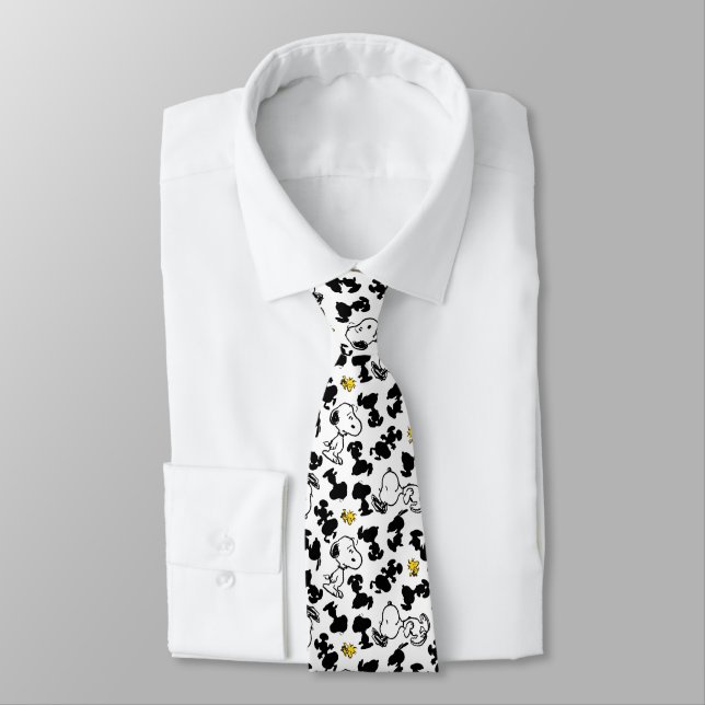 Peanuts |  Snoopy & Woodstock Shadow Pattern Tie (Tied)
