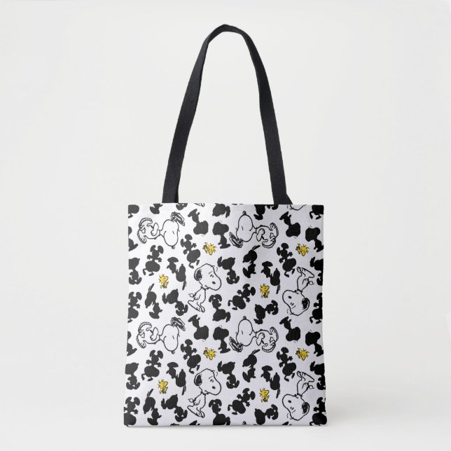 Peanuts |  Snoopy & Woodstock Shadow Pattern Tote Bag (Front)