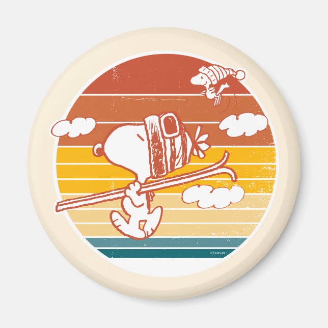 Peanuts | Snoopy & Woodstock Ski Trip Magnet (Front)
