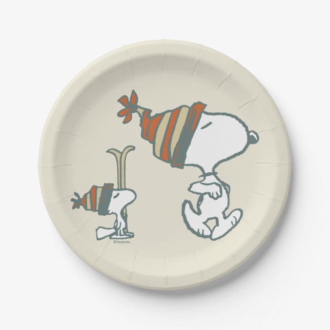 Peanuts | Snoopy & Woodstock Ski Trip Paper Plate (Front)