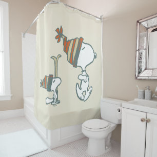 Peanuts   Snoopy & Woodstock Ski Trip Shower Curtain