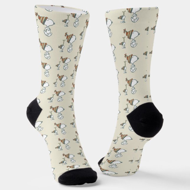 Peanuts | Snoopy & Woodstock Ski Trip Socks (Angled)
