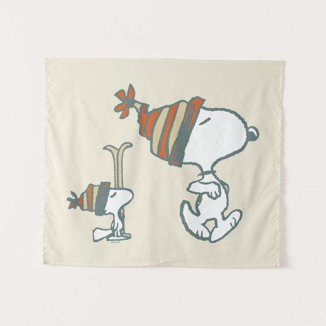 Peanuts | Snoopy & Woodstock Ski Trip Tapestry (Front (Horizontal))