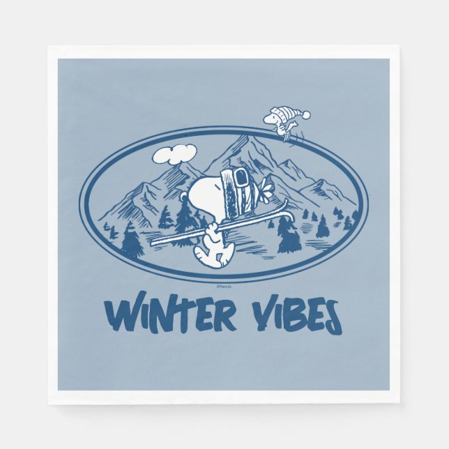 Peanuts | Snoopy & Woodstock Skiing Napkin (Front)